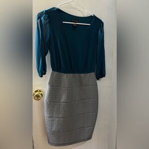 Enfocus Studio Teal and Gray Mini Skirt